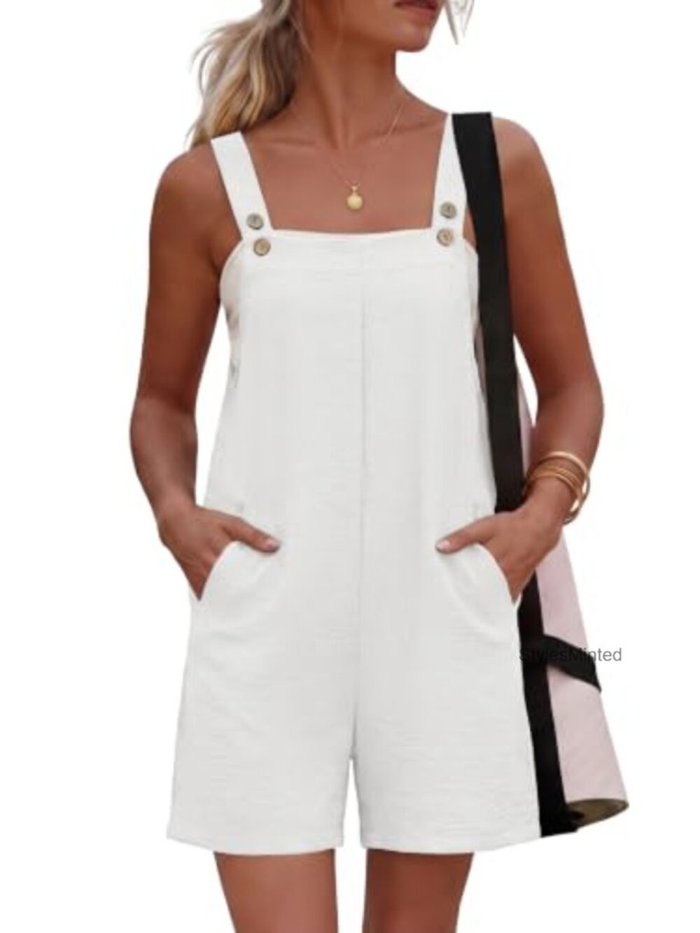 Women's Boho Loose Fit Sleeveless Short Overalls Jumpsuit Casual Summer